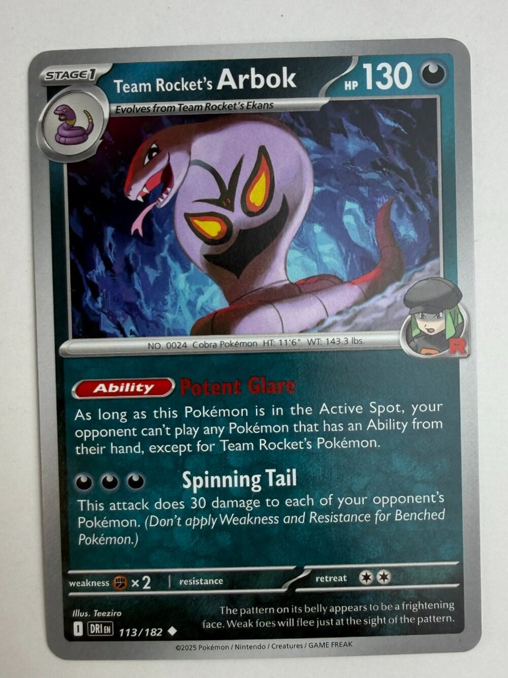 Team Rocket's Arbok 113/182, Destined Rivals, Pokemon - NM
